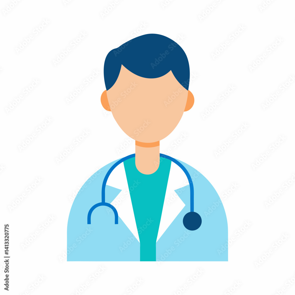 Professional male doctor illustration with stethoscope for medical healthcare services Professional male doctor illustration with stethoscope for medical healthcare services