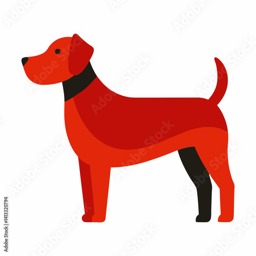Geometric red dog vector illustration of a short haired pet