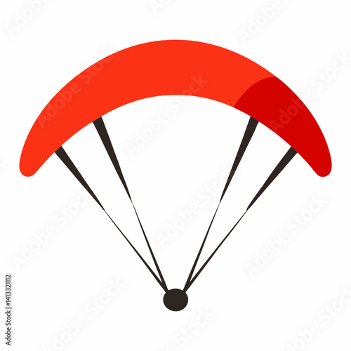 Simple red parachute with black strings graphic flat design icon illustration