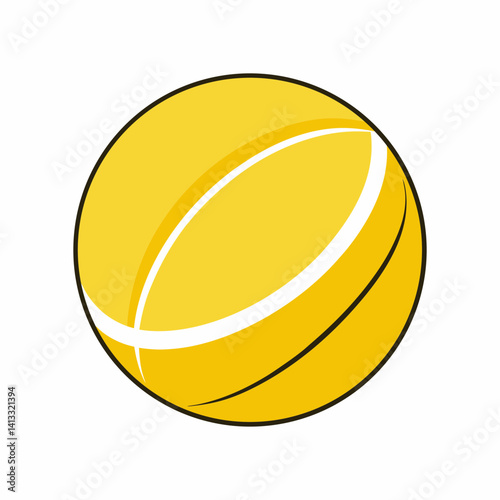 Cartoon yellow ball with white lines vector illustration graphic design element