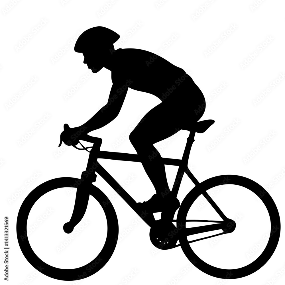 Obraz premium One cyclist riding isolated on white background