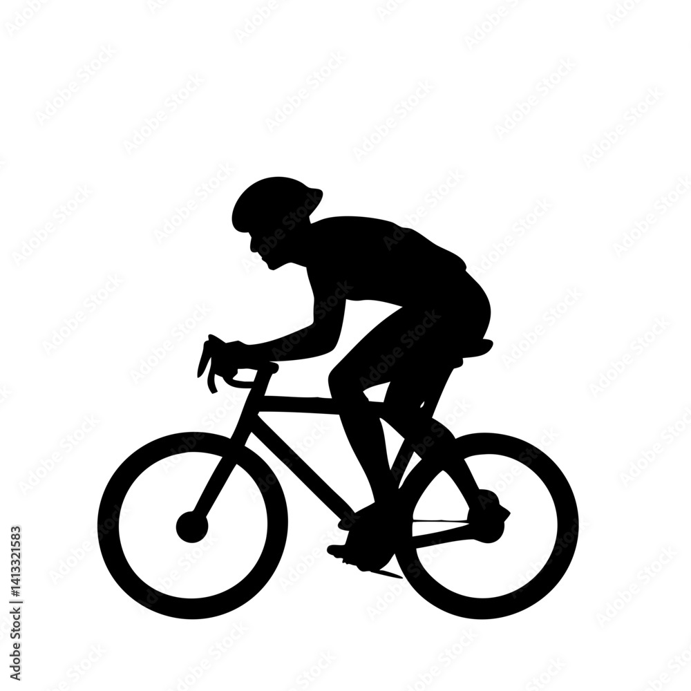 Obraz premium One cyclist riding isolated on white background
