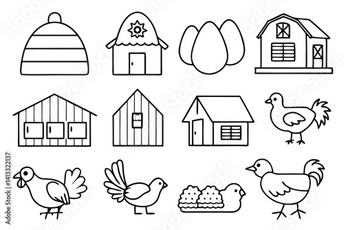 Poultry Icons Collection for Farming Projects