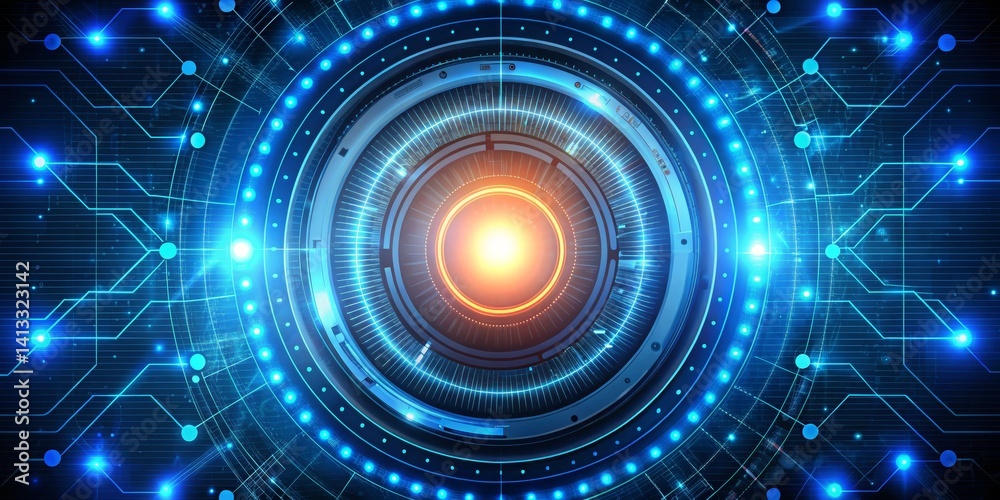 Cyberpunk Futuristic Tech Circle, Digital, Sci-fi, Technology