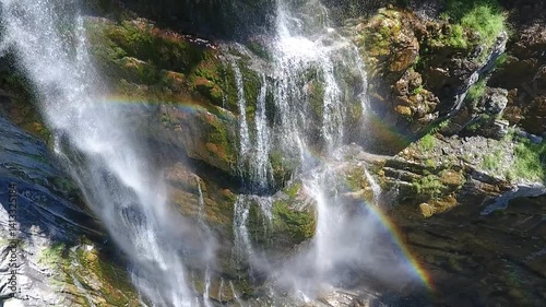 Wallpaper Mural waterfall in the mountains, waterfall with a rainbow, rainbow in the water Torontodigital.ca