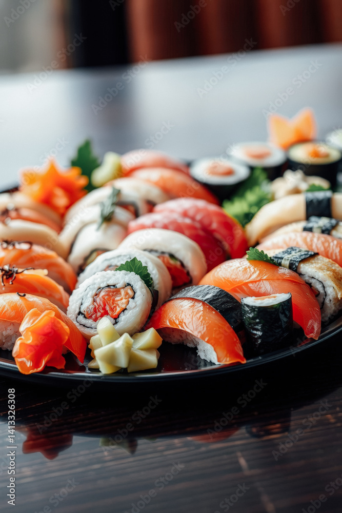 Assortment of Delicious Sushi Rolls