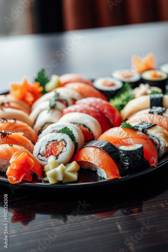 Obraz na płótnie Assortment of Delicious Sushi Rolls w salonie