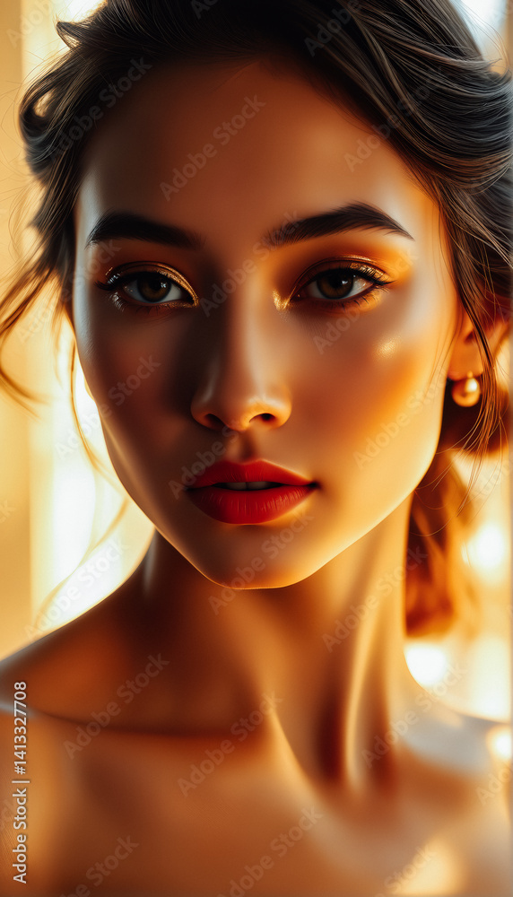 Golden Light, Beautiful Woman's Portrait