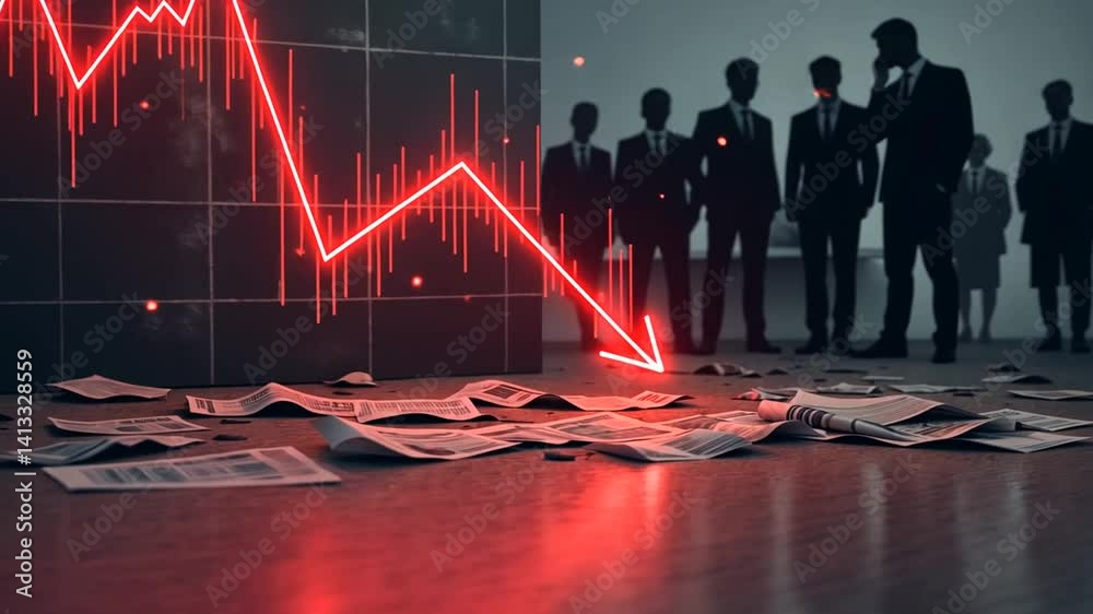Falling stock market graph, economical crisis
