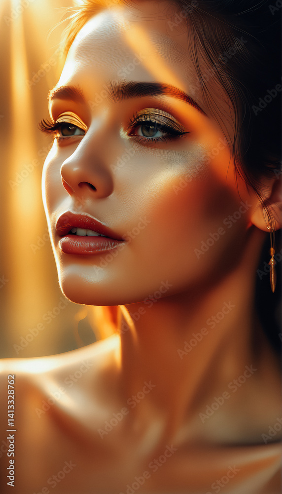 Radiant Beauty Under Golden Light