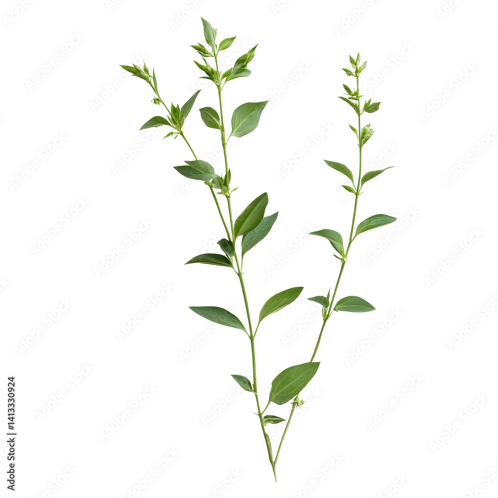 Andrographis paniculata plant with lush green leaves against a transparent background, Andrographis paniculata plant on transparent background Andrographis paniculata plant with lush green leaves against a transparent background, Andrographis paniculata plant on transparent background