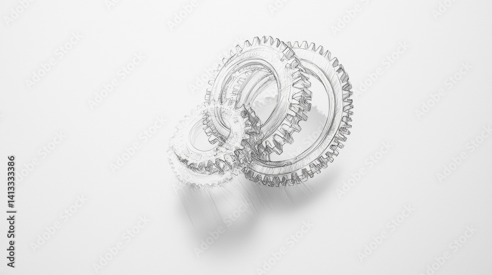 Fototapeta premium Interconnected gears demonstrating mechanical synergy in a minimalist setting