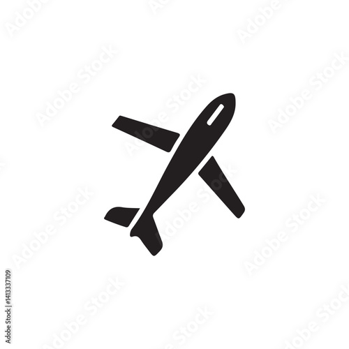 Simple Black Airplane Icon,A stylized, solid black airplane icon, perfect for representing travel, transportation, or tourism.