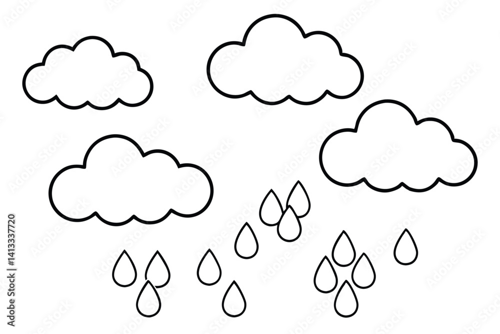 Different Cloud and Rain Vector Elements Different Cloud and Rain Vector Elements