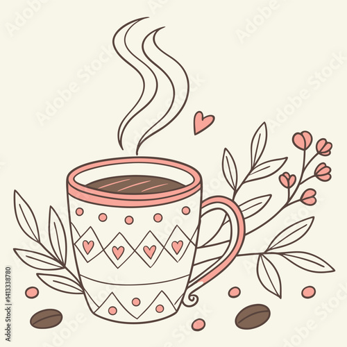 a vector of a cup of hot coffee