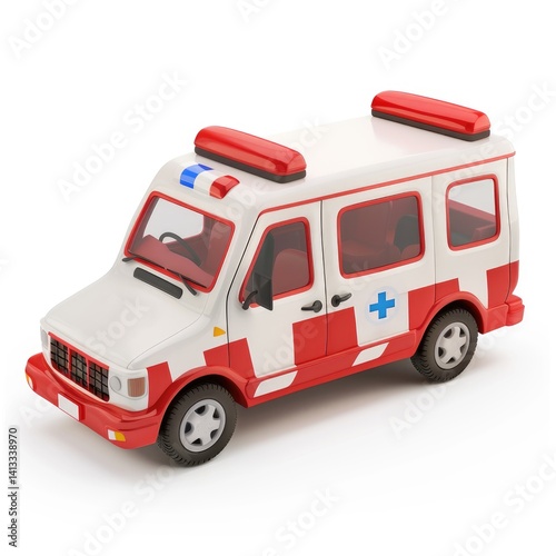 Wallpaper Mural Rendered toy ambulance, white and red, displayed on a plain background. Torontodigital.ca