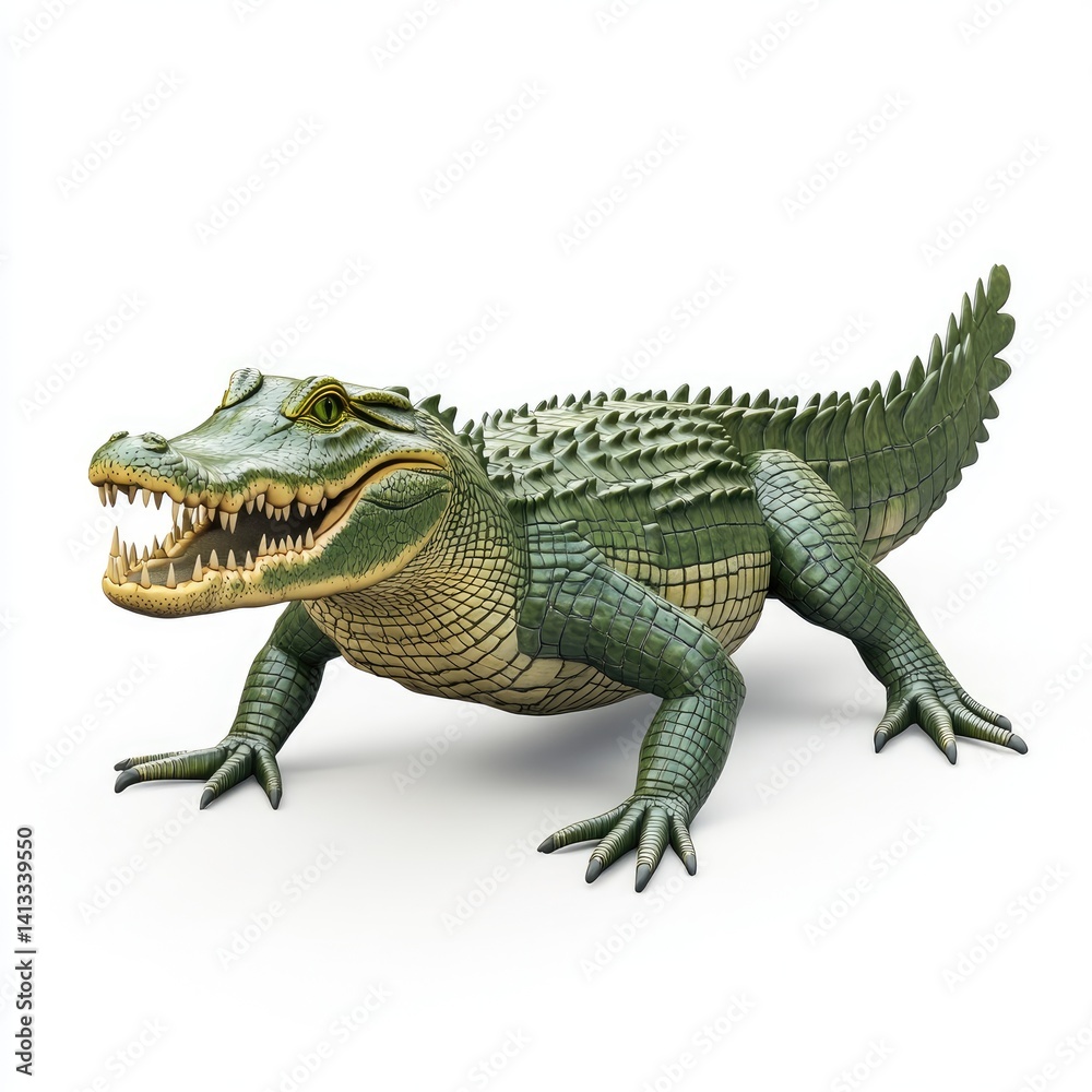 Fototapeta premium A detailed depiction of a large alligator.