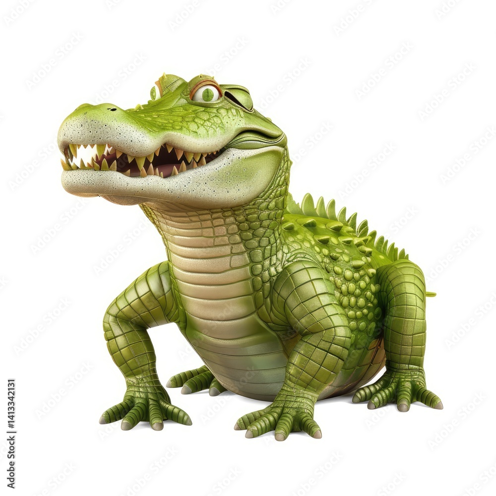 Fototapeta premium Cartoon alligator with an expressive face.