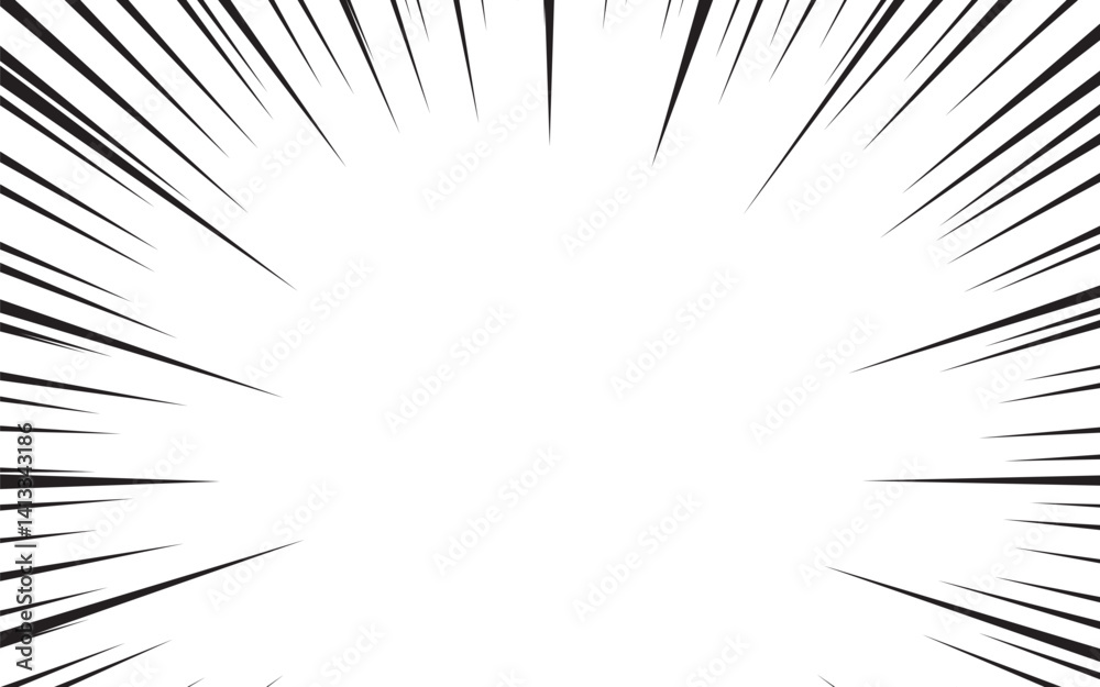 Manga comic effect with speed rays in retro style. 
focus downwards action line speed effect. Cartoon stripes for decoration.