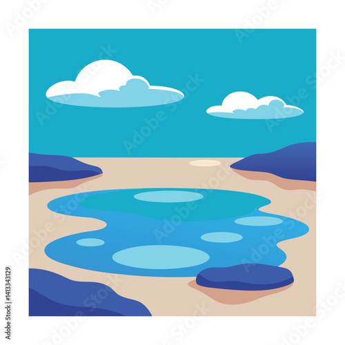 tidal pools with sky reflections