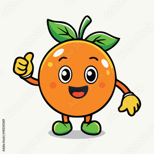 Cheerful Cartoon Orange Character Giving A Thumbs Up Gesture Expression Illustration