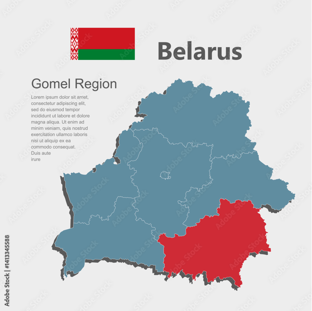 Obraz premium Vector map Belarus - Gomel Region