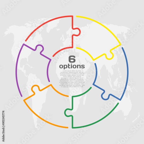 Circle diagram infographic in 6 steps or options