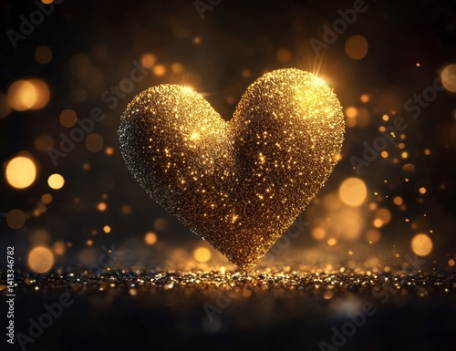 Golden Glitter Heart: A Luxurious Romantic Image