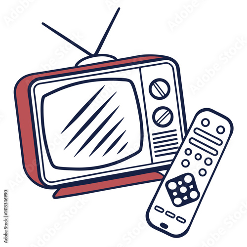 retro tv set isolated vector icon 