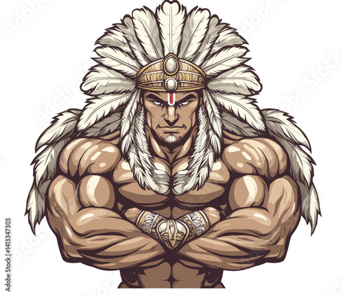 A modern mascot representing an Inca, Mayan, or Aztec warrior or chief