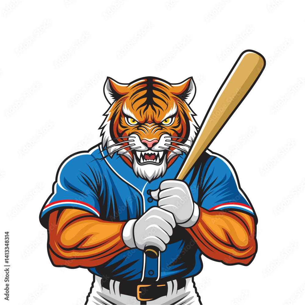 Naklejka premium baseball mascot vector illustration tiger baseball design