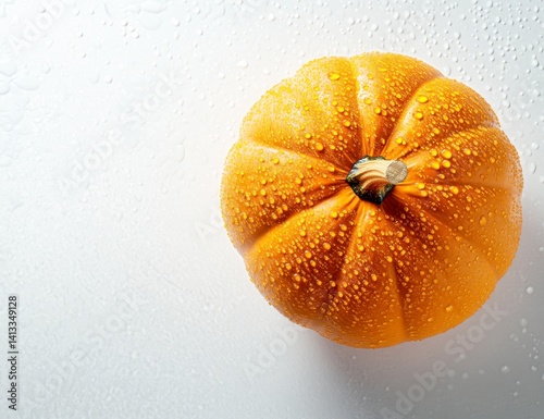 Wallpaper Mural Dew-Kissed Pumpkin: A Vibrant Autumn Still Life Torontodigital.ca