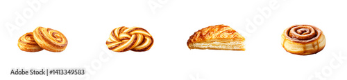 Delicious variety of baked pastries on a transparent background