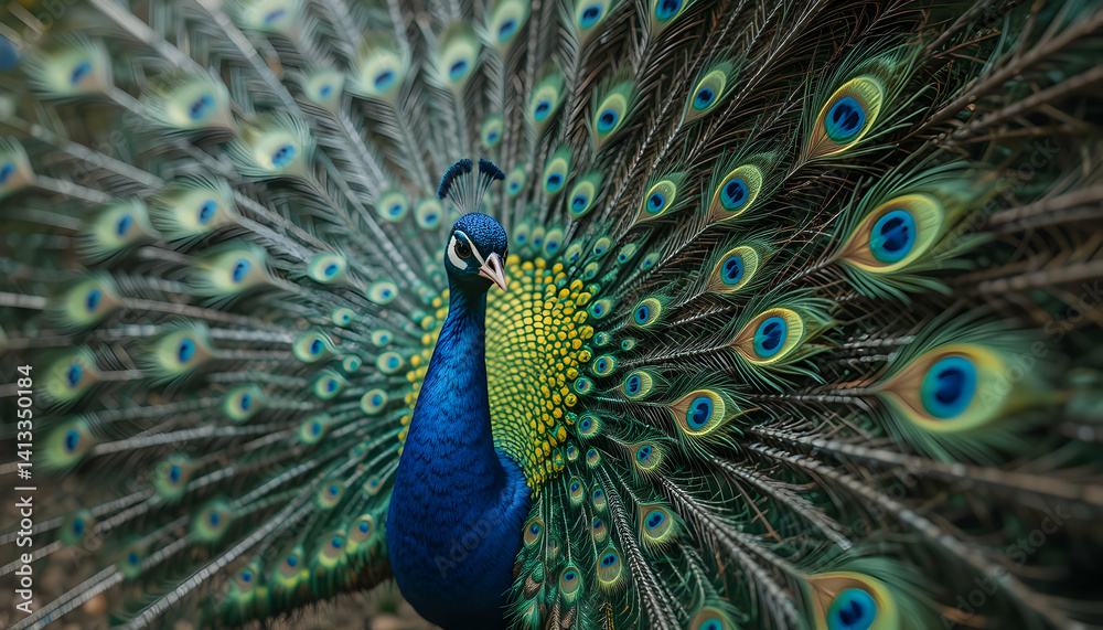 Obraz premium Majestic Peacock: Stunning Feathers and Vibrant Colors