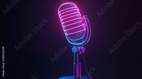 microphone on purple background