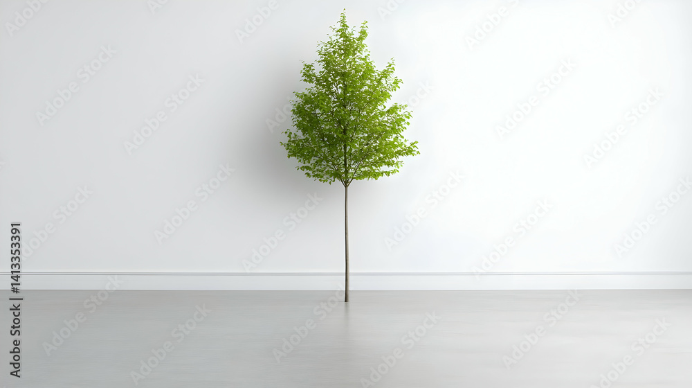 Obraz premium Solitary tree in a white room