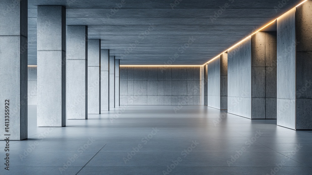 Empty, modern concrete hallway Empty, modern concrete hallway