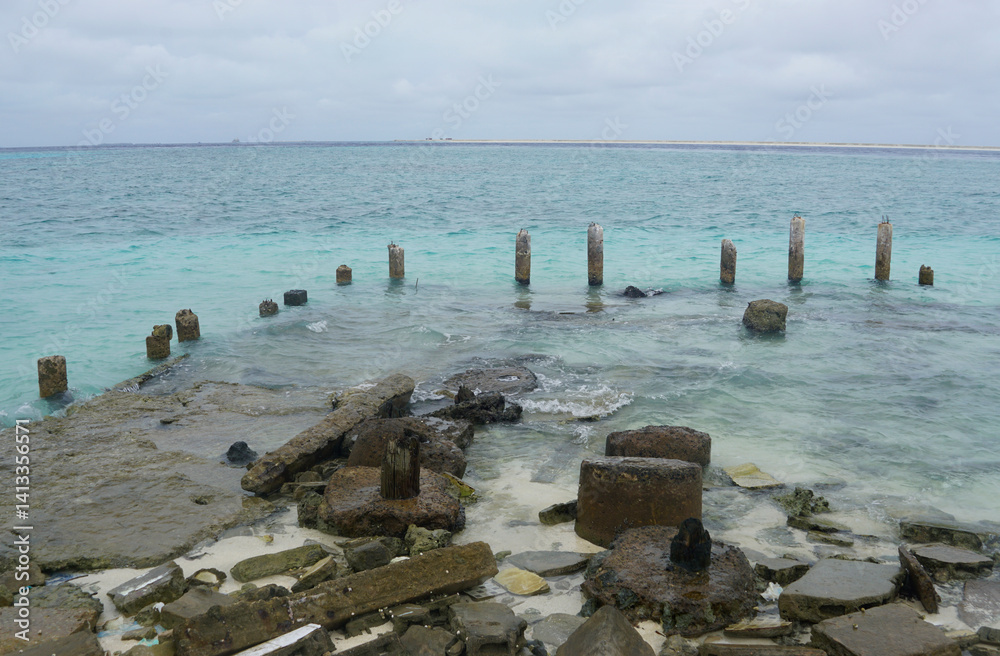 rotten jetty on gulhi island on the maledives