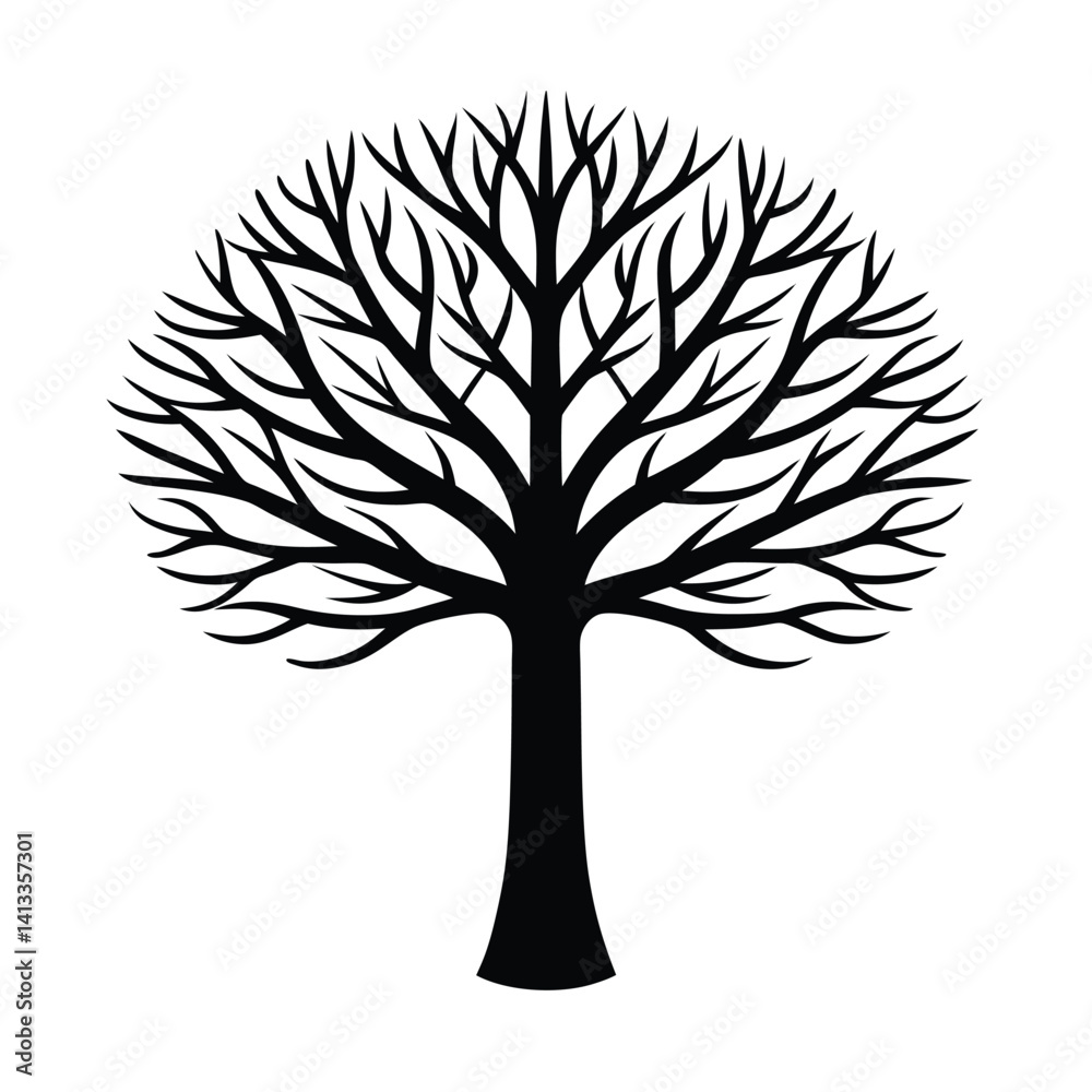 Obraz premium hazel tree silhouette isolated on white