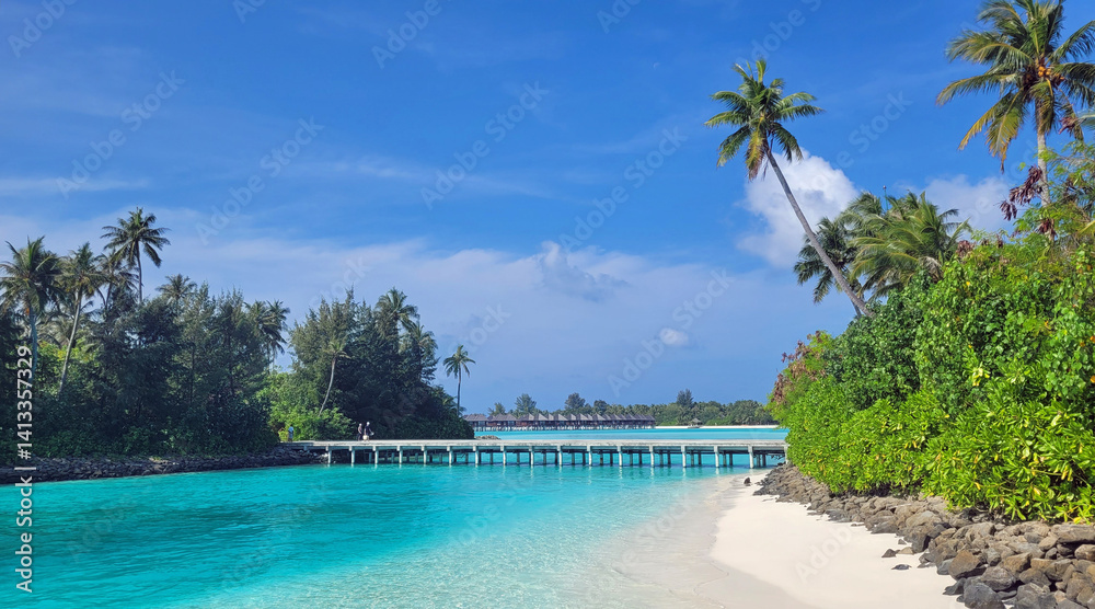 exotic tropical island on the maldives