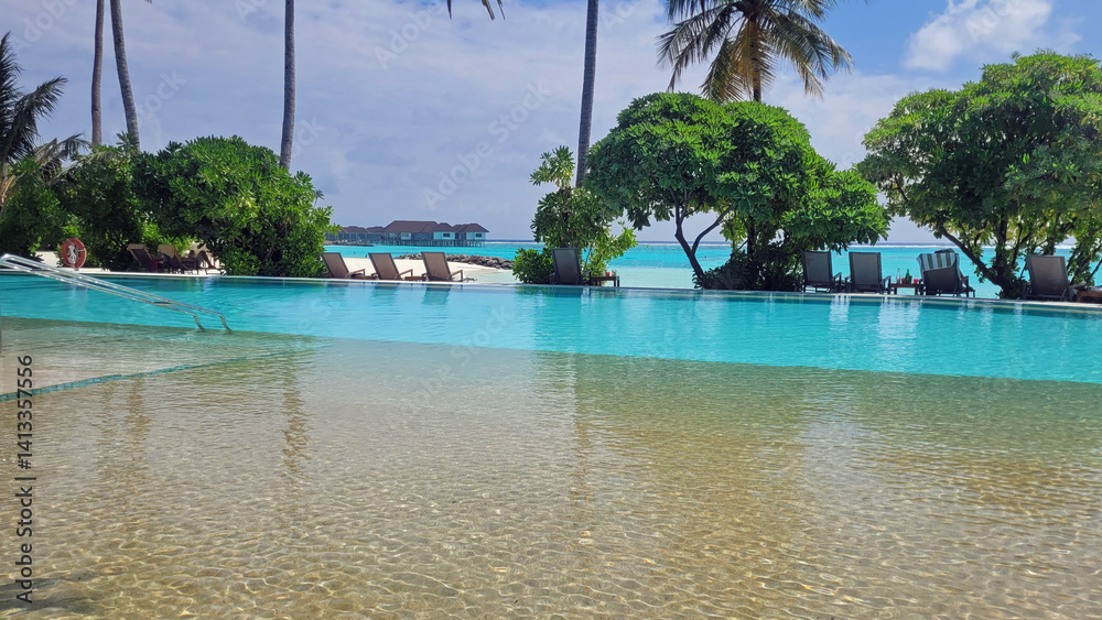 scenic swimming pool on the maldives