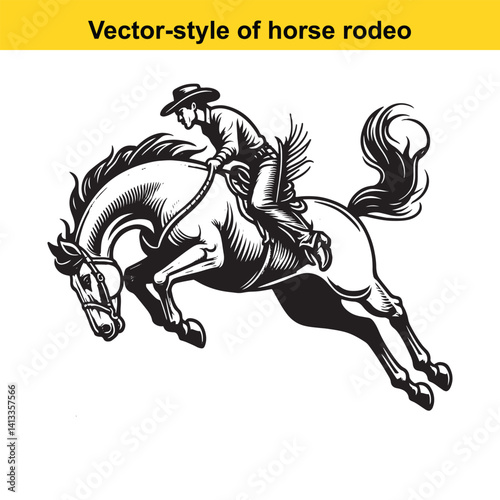 Wallpaper Mural Rearing Rodeo Horse Line Art – Black & White Vector Illustration Torontodigital.ca