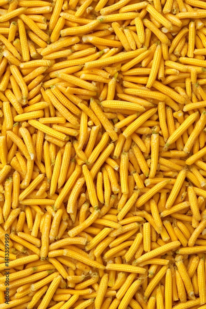 Abundant Harvest, A Detailed Close-Up of Golden Baby Corn Abundant Harvest, A Detailed Close-Up of Golden Baby Corn