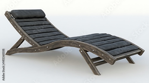 Dark wood chaise lounge with padded cushions