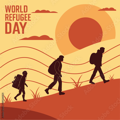 Humanitarian Poster Design for World Refugee Day – Vector Art