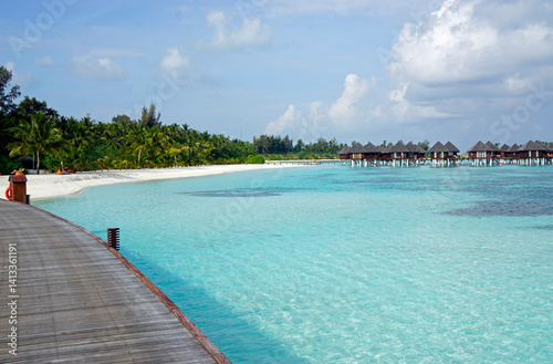 Fototapeta Naklejka Na Ścianę i Meble -  pier view on a maldive island