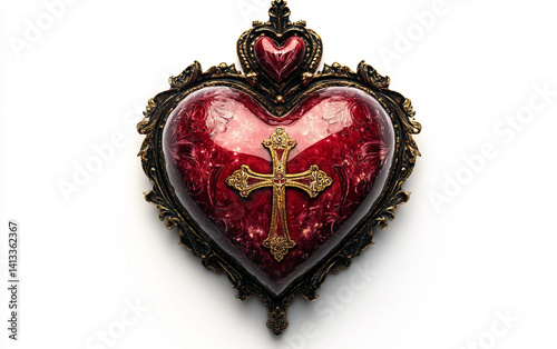 The Sacred Heart and Marian Symbol Isolated on transparent background.