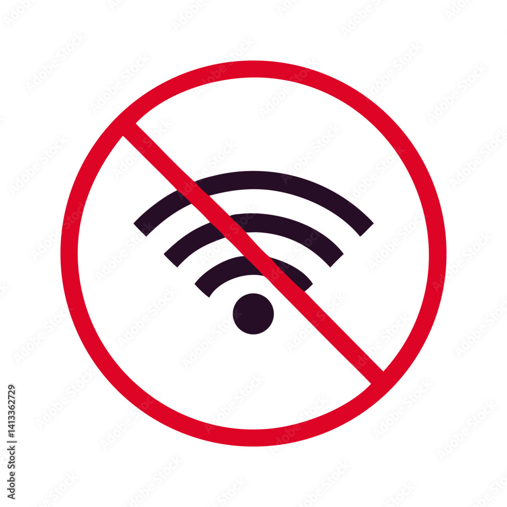 No Wi-Fi Symbol in Red Circle with Slash No Wi-Fi Symbol in Red Circle with Slash