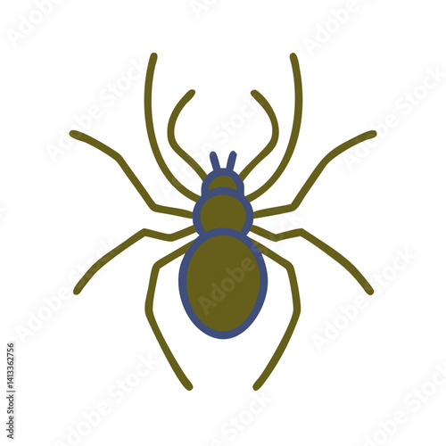 Black Widow Spider Illustration on White Background  