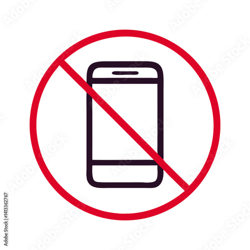 No Phones Allowed Symbol in Bold Design with Red Circle  
